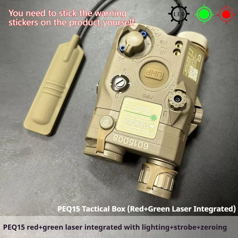 Tactical Airsoft PEQ-15 PEQ15 LA5C Red Dot Green Blue IR Fill Light Laser Indicator Weapon Scout Light LED Strobe Flashlight PEQ
