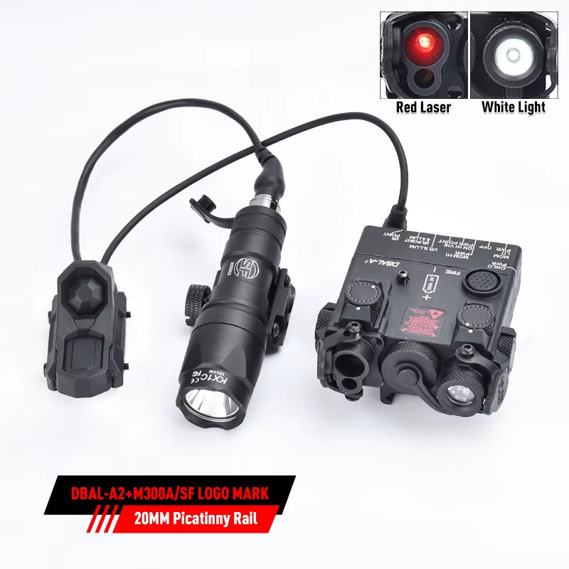DBAL A2 Red Green Laser Box M300A M600C Surefir Flashlight AXON Dual Switch Airsoft Hunting Gear Fit 20Mm Picatinny Rail