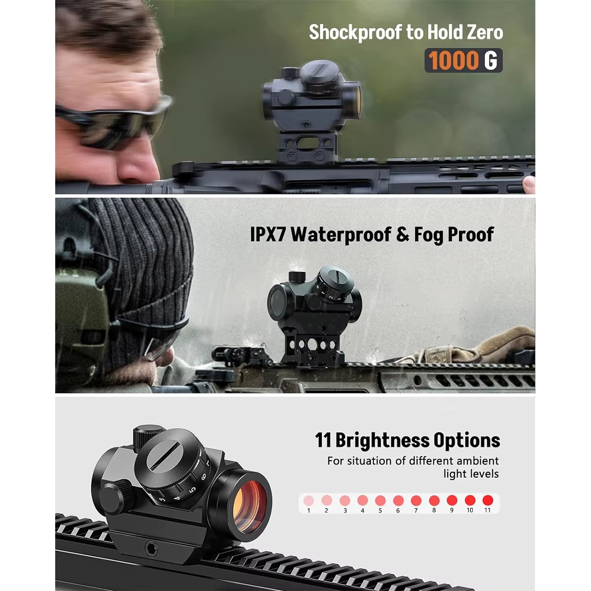 2MOA Red Dot Sight 1X25Mm Reflex Sight Waterproof & Shockproof & Fog-Proof Red Dot Scope with 1 Inch Riser Mount