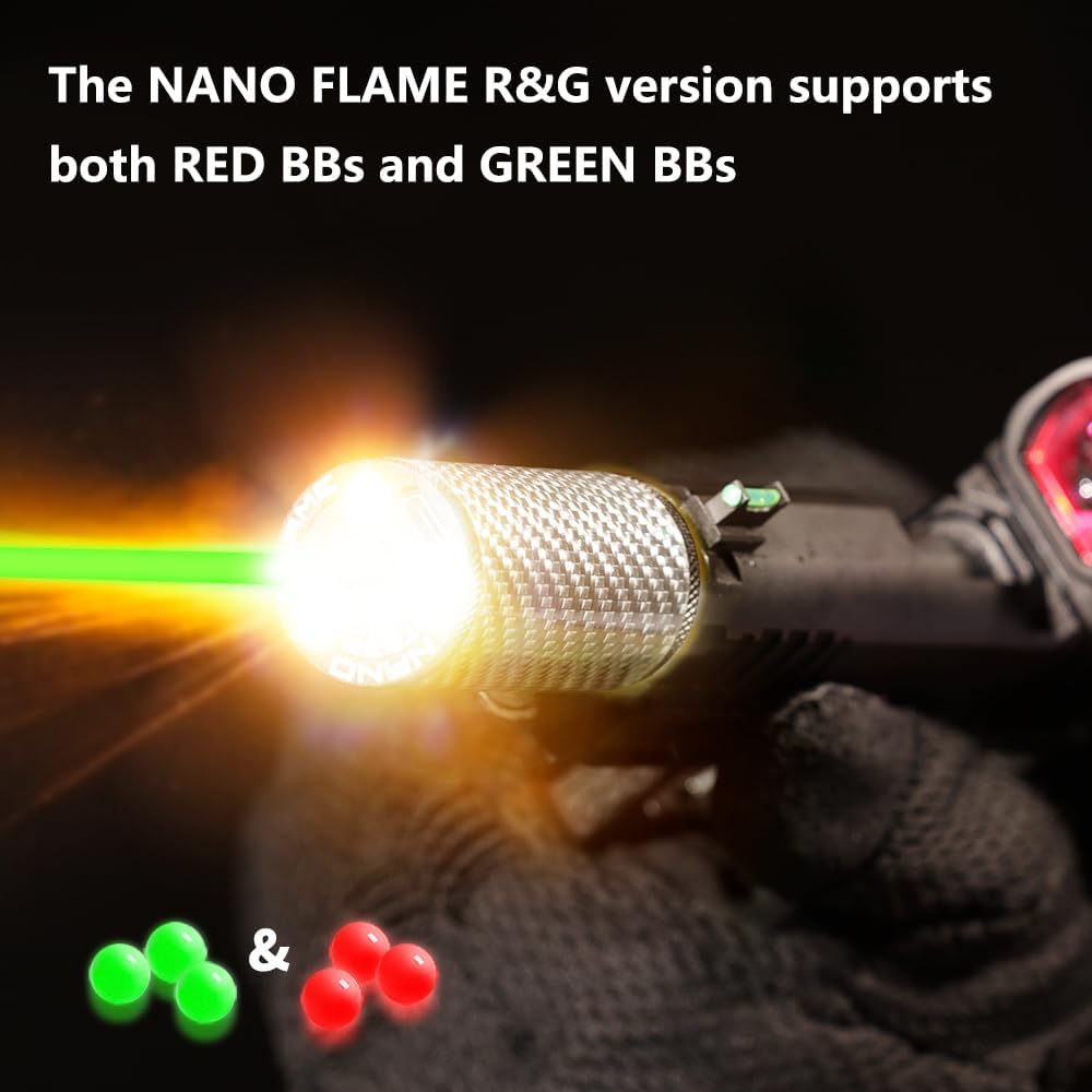 Airsoft Nano Flame Pistol/Rifle Tracer Unit with 14Mm CCW Thread Interface and Type-C Charging Port, 14Mm CCW to 11Mm CW Adapter