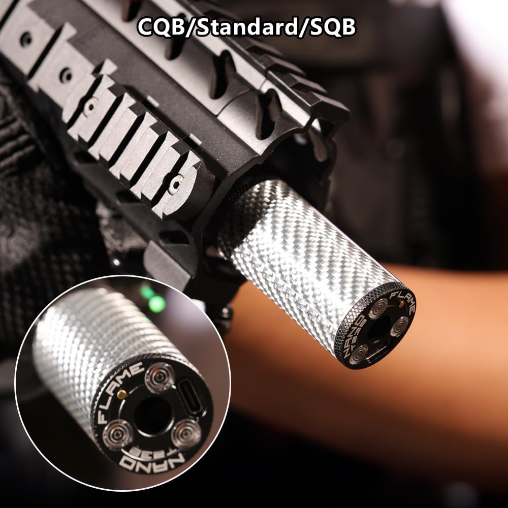 Airsoft Nano Flame Pistol/Rifle Tracer Unit with 14Mm CCW Thread Interface and Type-C Charging Port, 14Mm CCW to 11Mm CW Adapter