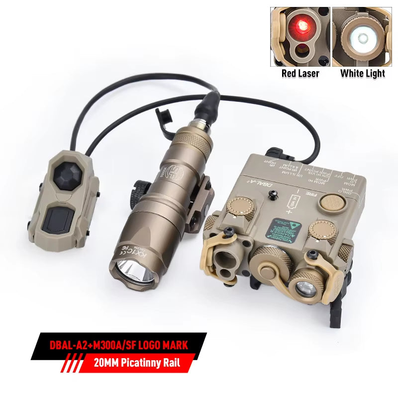 DBAL A2 Red Green Laser Box M300A M600C Surefir Flashlight AXON Dual Switch Airsoft Hunting Gear Fit 20Mm Picatinny Rail