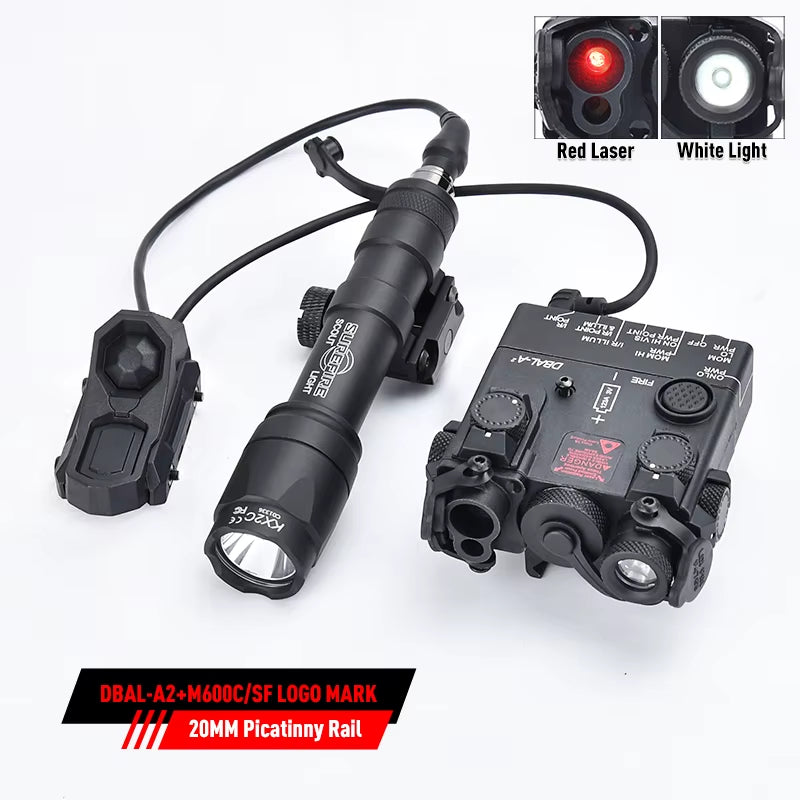 DBAL A2 Red Green Laser Box M300A M600C Surefir Flashlight AXON Dual Switch Airsoft Hunting Gear Fit 20Mm Picatinny Rail