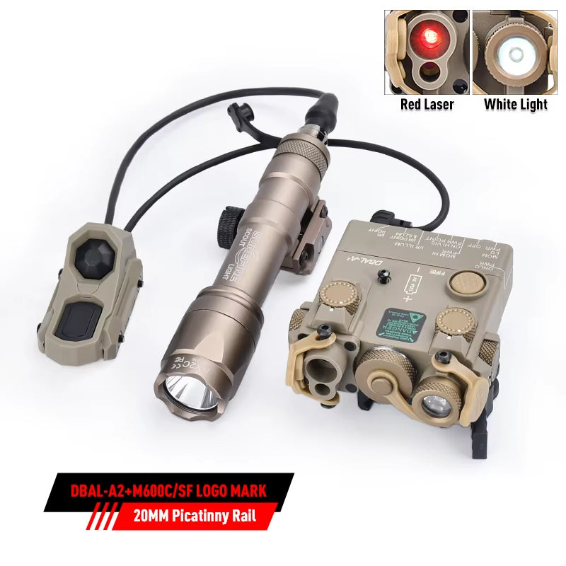 DBAL A2 Red Green Laser Box M300A M600C Surefir Flashlight AXON Dual Switch Airsoft Hunting Gear Fit 20Mm Picatinny Rail